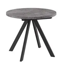 Стол круглый раздвижной TRIO-90 (ДЫМЧАТАЯ КЕРАМИКА/ЧЕРНЫЙ) 90/125