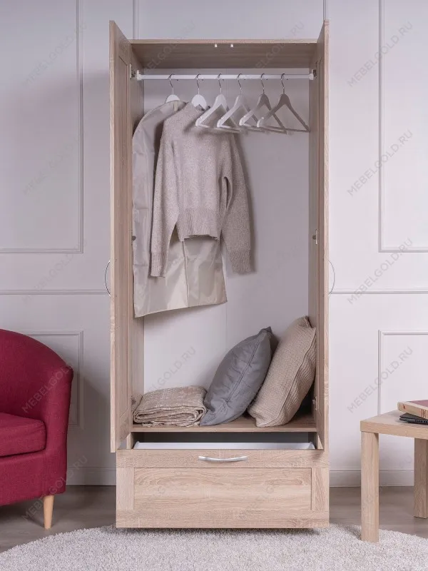 Шкаф Сириус, 2 двери и 1 ящик, 78х50х190 см, дуб сонома | изображение 2