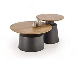 Комплект Halmar MALOMI (2 стола журнальных) (натуральный/черный)