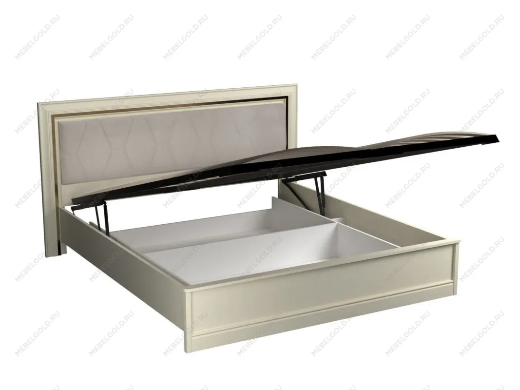 Кровать 1800 с мягкой вставкой изголовья и подъемным механизмом, Сиена (2090*2110*1100), Береза бежевая