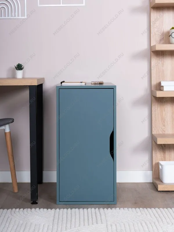 Тумба с дверцей Ингар, 36х71х53 серо-бирюзовая | изображение 1