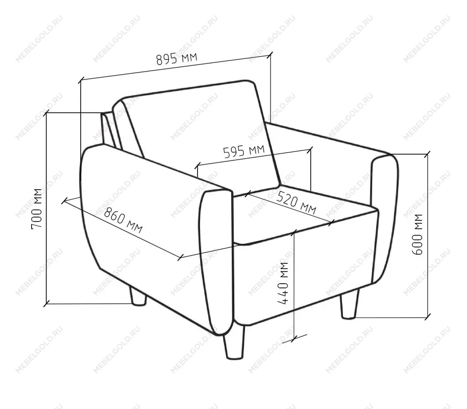 Кресло для отдыха ТУЛИСИЯ, 90х86х70 см, пастельно-голубой | изображение 2