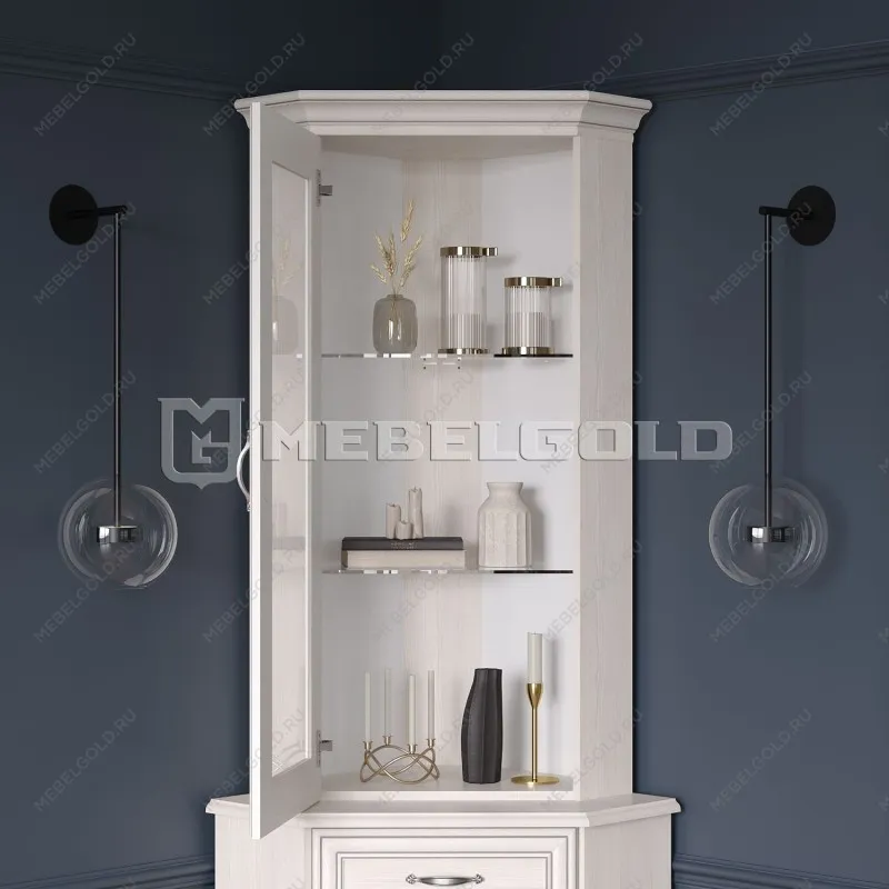Шкаф с витриной Тиффани 1VU вудлайн кремовый | изображение 3