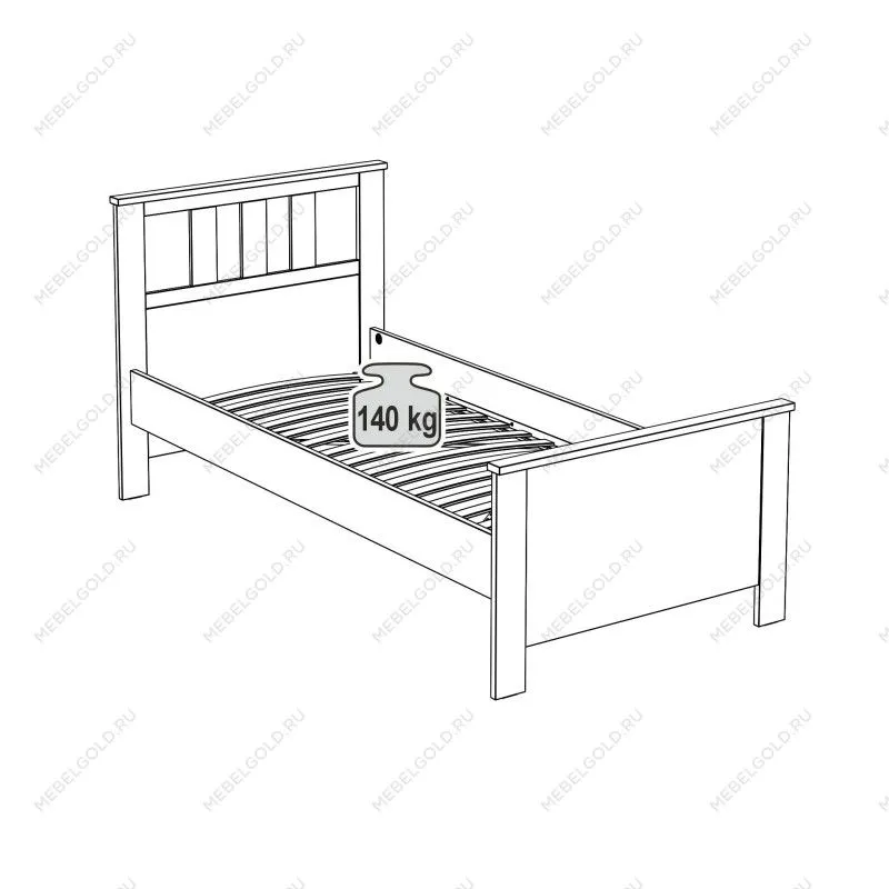 Кровать односпальная Сага, 90х200 см, белая/ясень | изображение 5