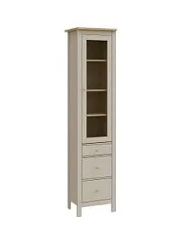 Шкаф с витриной Сага, 50х41х215 см, кашемир/ясень