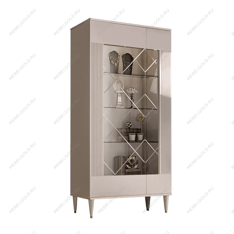 Витрина 2-ств. Римини СОЛО (Бежевый/Золото) (Левая) РМВ2-2С(s)