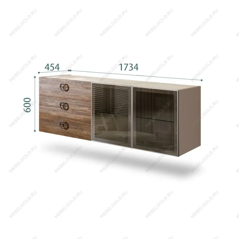 Комод 1.6м Bogemia Fly Wood Fi (Мокка) (Novabuk/Хром) БМКМ-4[5]