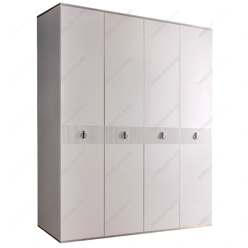 Шкаф 4-х дверный Римини СОЛО (Белый/Серебро) РМШ2/4(s)