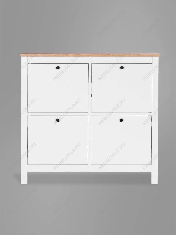 Обувница Сага с 4 откидными ящиками 113х108 белая-ясень | изображение 5