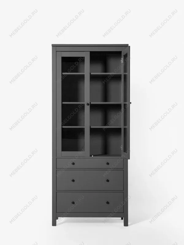 Шкаф с витриной Сага, 90х41х215 см, серый | изображение 14