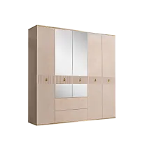 Шкаф 5-ти дверный с зеркалом, с ящиками Римини СОЛО (Латте/Золото) РМШ1/51(s)
