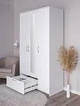Шкаф Сириус, 3 двери и 1 ящик с зеркалом, 117х59х220 см, белый | изображение 3
