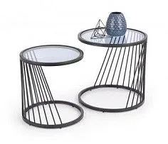 Комплект Halmar ANTILLA, 2 стола журнальных (дымчатый/черный)