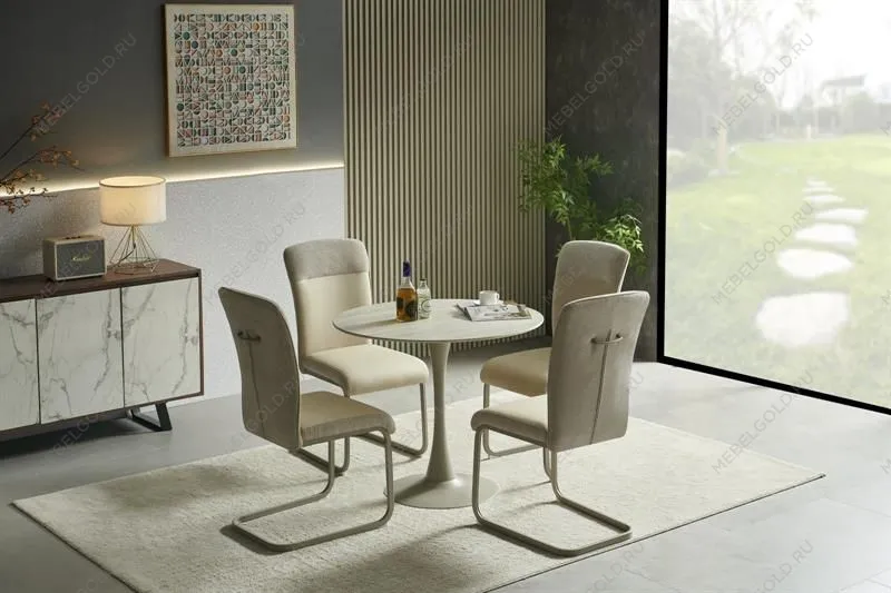 Стол обеденный Halmar TOLIO 90 (травертин/кашемир)