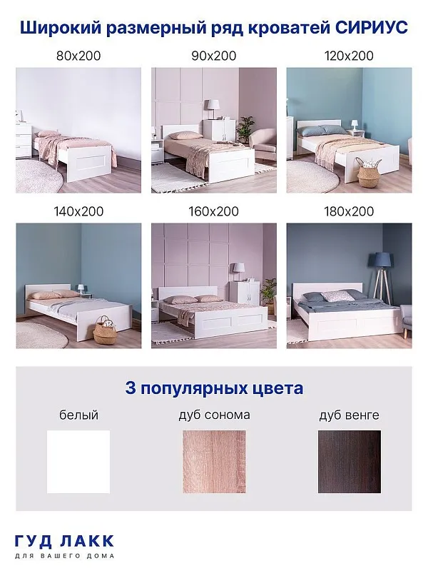 Кровать двуспальная Сириус, 180х200 см, белая | изображение 13
