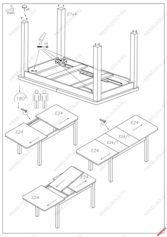 Стол обеденный Halmar FLORIAN раскладной (белый) | изображение 14