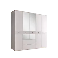 Шкаф 5-ти дверный с зеркалом, с ящиками Римини СОЛО (Белый/Серебро) РМШ1/51(s)