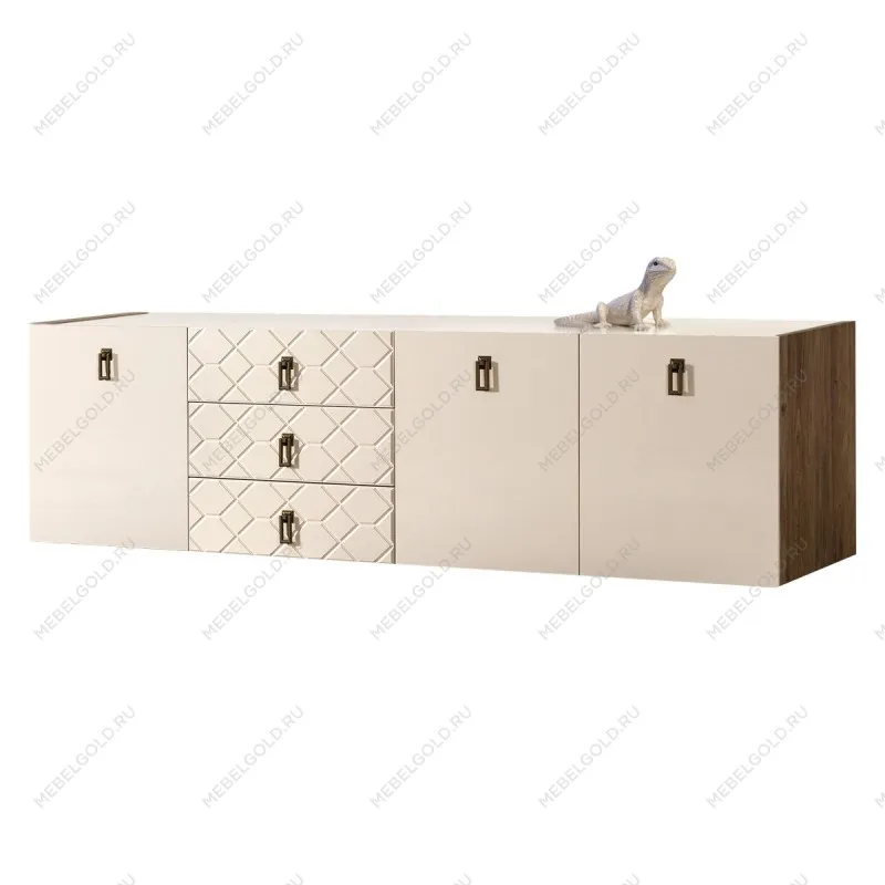 Комод 2.1м Bogemia Woodline Fly Fa (Слоновая кость) (Lakobel/Черный) БМКМ-5