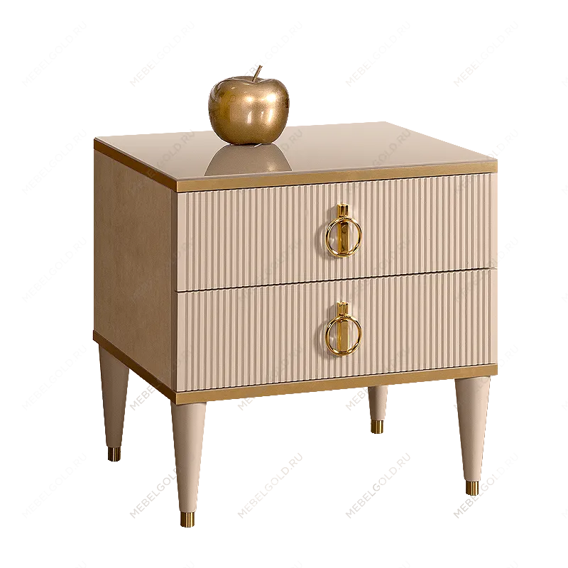 Лобня - Тумба прикроватная (2 ящика) Римини СОЛО (латте золото) РМТП-2(s)