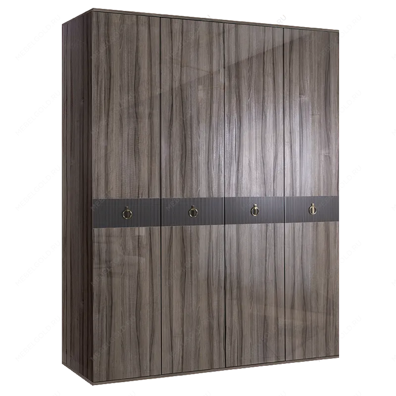 Шкаф 4-х дверный Римини СОЛО (Орех империя/Золото) РМШ2/4(s)