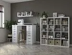 ИНГАР стол письменный ИКЕА / IKEA белый, 140x75, с двумя высокими тумбами | изображение 4
