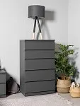 Комод Кастор, 5 ящиков, 65х40х112 см, серый | изображение 1