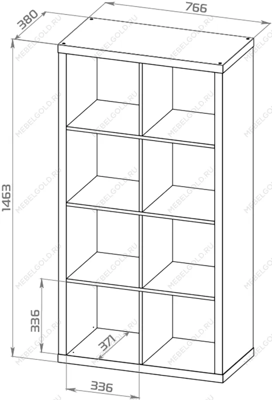 КАЛЛАКС / ФОРА Стеллаж ИКЕА / IKEA 8, прямоуголной формы с двумя рядами ячеек, тамбурат, цвет белый | изображение 3