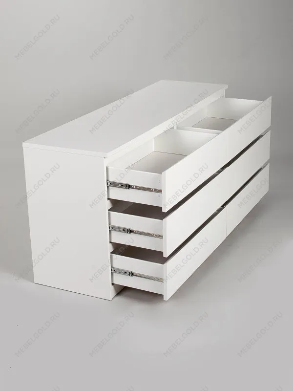 Комод Мальта, 6 ящиков, горизонтальный, с доводчиками, 160х48х76 см, белый | изображение 16