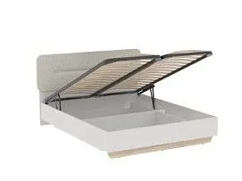 Кровать 1600 со светлой мягкой вставкой NEW и подъемным механизмом, Аврора Дуб Мария/Кашемир