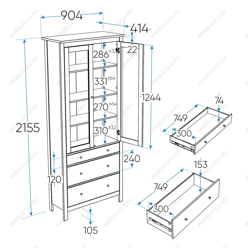 САГА шкаф с витриной 90 белый/ясень | изображение 3