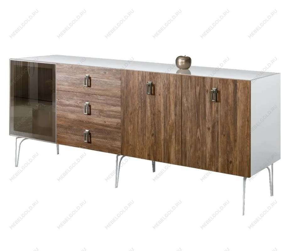 Комод 2.1м Bogemia Wood Fa (Белый) (Lakobel/Хром) БМКМ-5(Wo)[4]