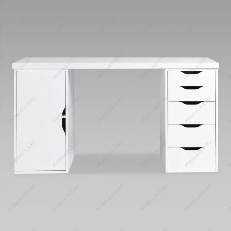 ИНГАР 2/5/ДВ стол письменный 140x75x55, белый | изображение 1
