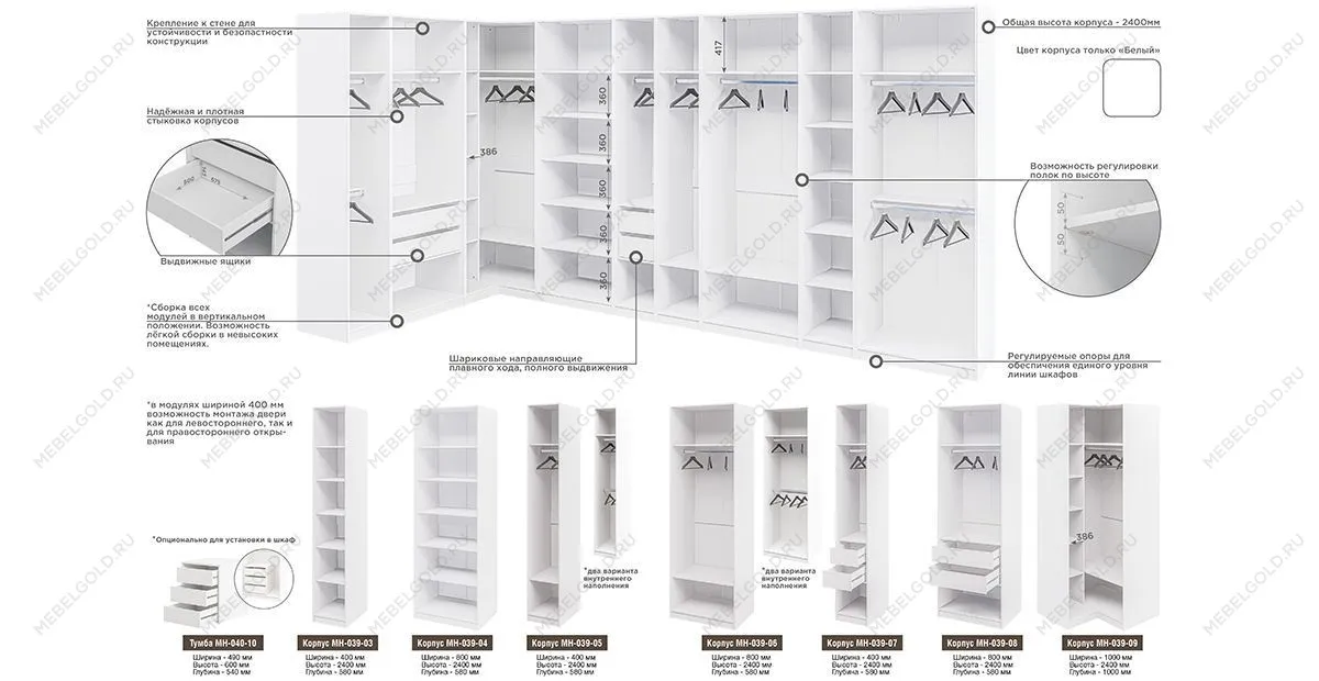 Шкаф Отис МН-039-06 П6 с фасадом МДФ (графит) | изображение 3