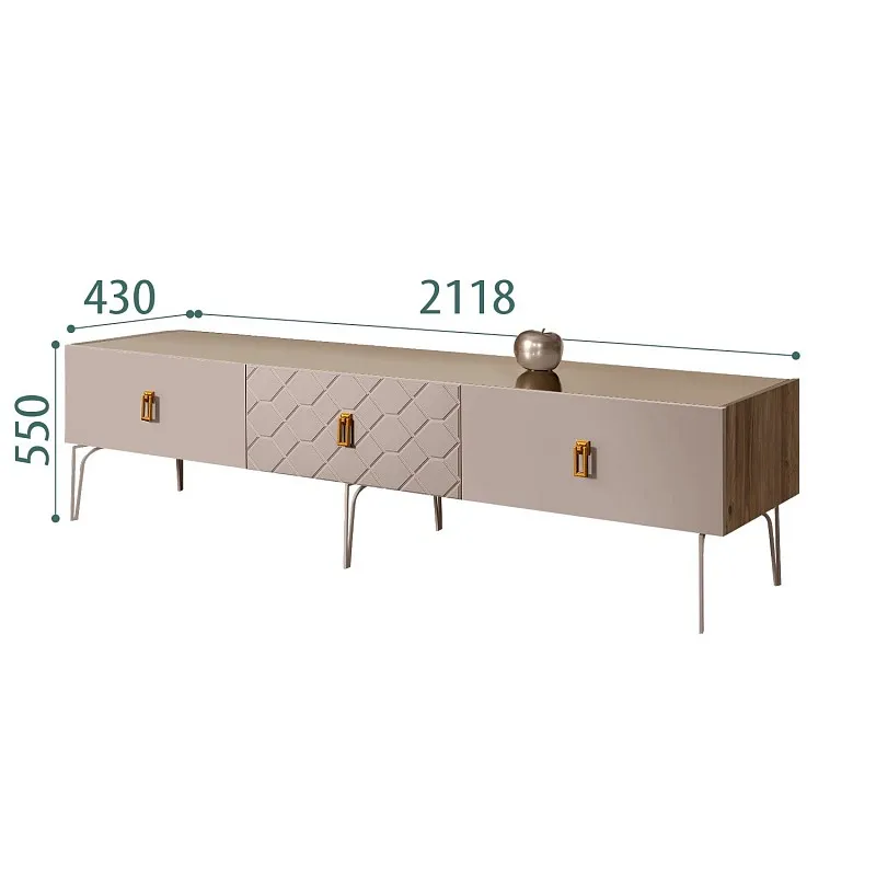 Тумба телевизионная 2.1м Bogemia Woodline Fa (Мокка) (Lakobel/Золото) БМТ-2[10]