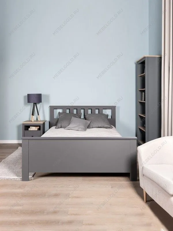 Кровать двуспальная Сага, 160х200 см, серая | изображение 1