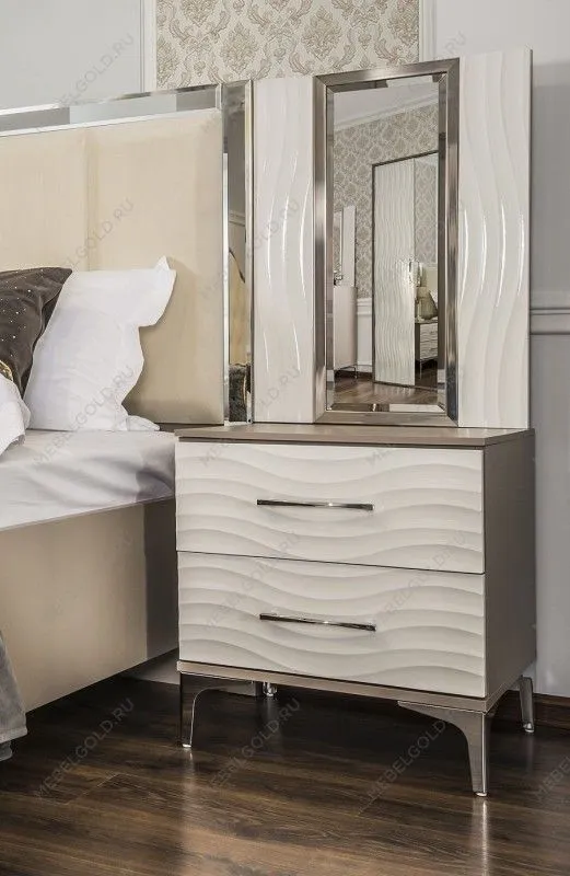 Зеркало Гравита для прикроватной тумбы белый глянец | изображение 2