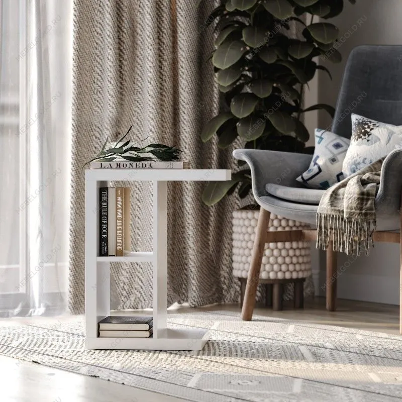 Стол приставной Энкель, 2 полки, 47x60x30 см, белый | изображение 3