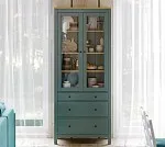 САГА шкаф с витриной 90 темно-бирюзовый/ясень | изображение 5