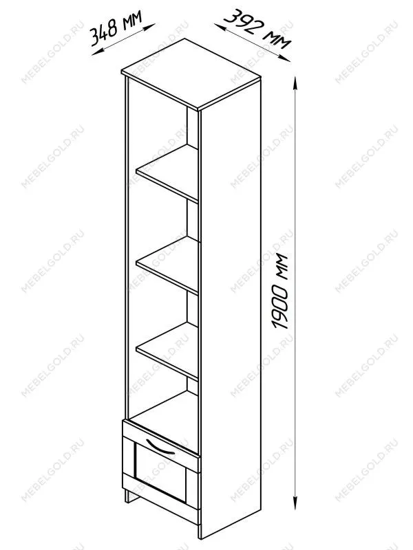 Стеллаж Сириус, 1 ящик, 39х35х190 см, дуб сонома | изображение 12