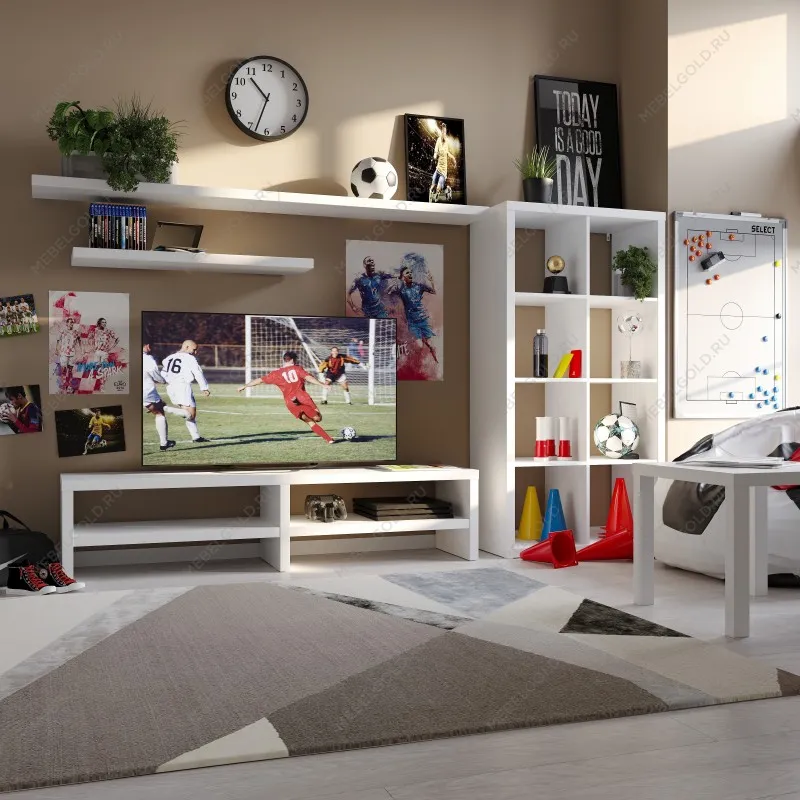 Тумба ТВ Энкель, 2 полки, 160x37x38 см, белая | изображение 6