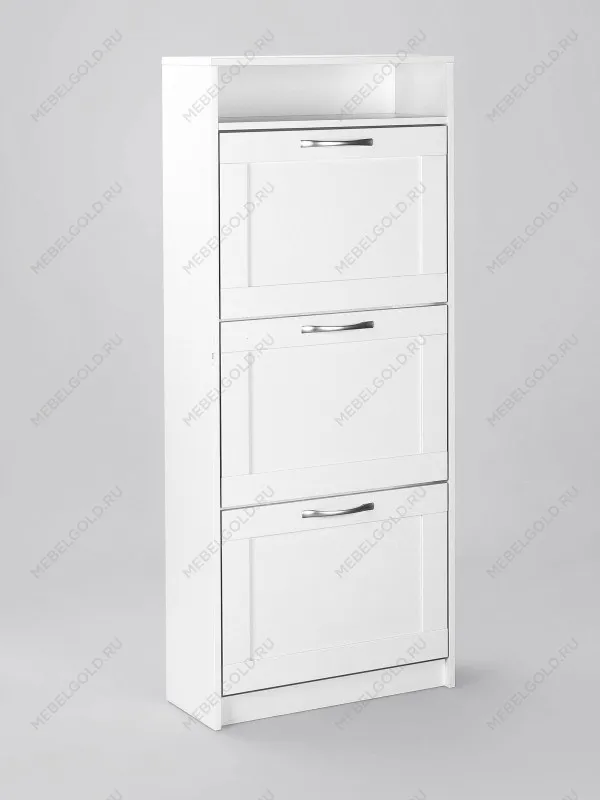 Обувница Сириус с 3 откидными ящиками, 60 х 25 х 143 см, ЛДСП, белая | изображение 6