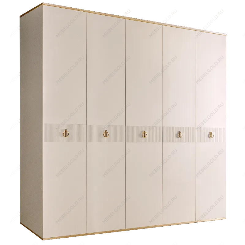 Шкаф 5-ти дверный Римини СОЛО (Слоновая кость/Золото) РМШ2/5(s)