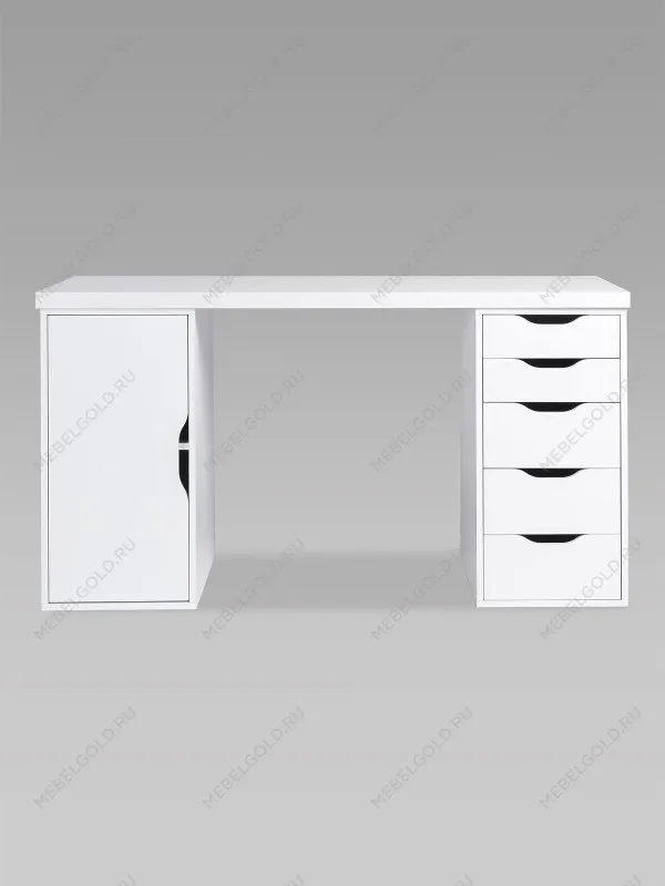 Стол письменный Ингар, с дверцей и 5 ящиками, 140x75x55, белый | изображение 10
