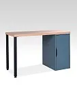 Стол письменный Ингар, с дверцей , 120х75х55 см, серо-бирюзовый/черный, столешница дуб беленый | изображение 10