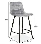 Полубарный стул Signal MILA H-2 VELVET (серый/черный мат) | изображение 1