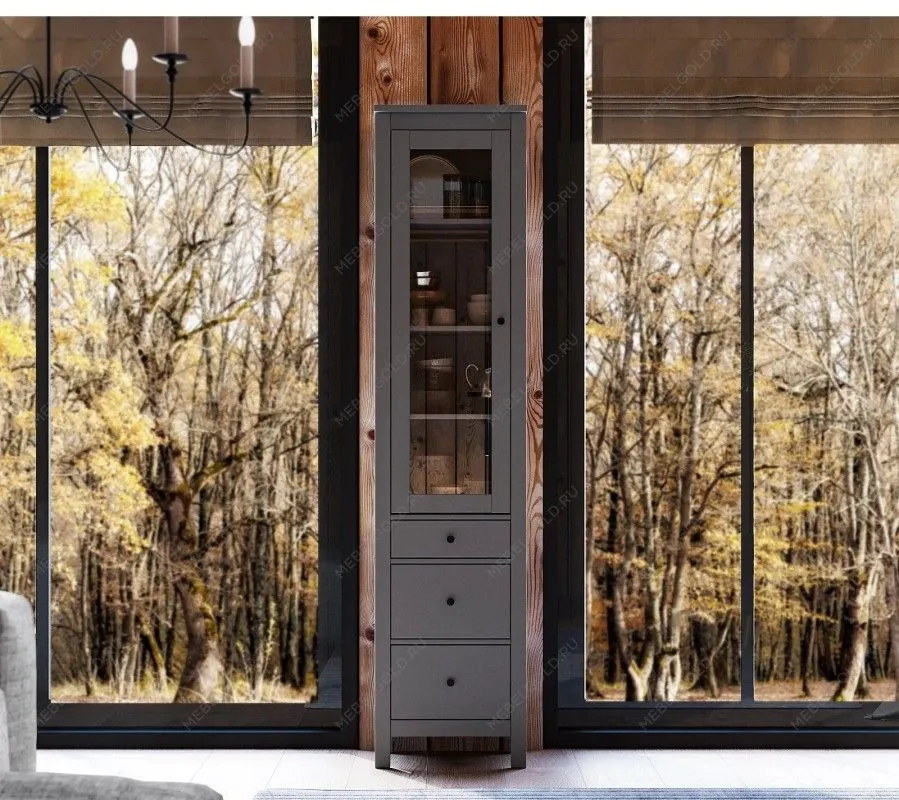 САГА шкаф с витриной 50 серый | изображение 5