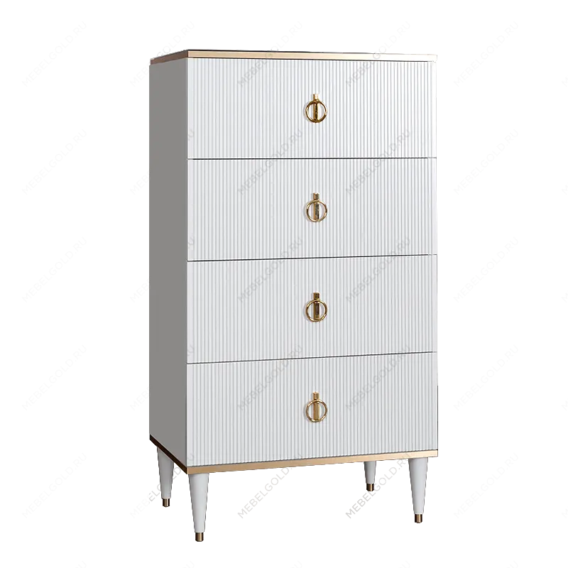 Комод 4 ящика Римини СОЛО (Белый/Золото) РМКМ-6(s)