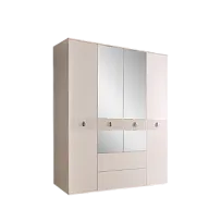 Шкаф 4-х дверный с зеркалом, с ящиками Римини СОЛО (Бежевый/Серебро) РМШ1/41(s)