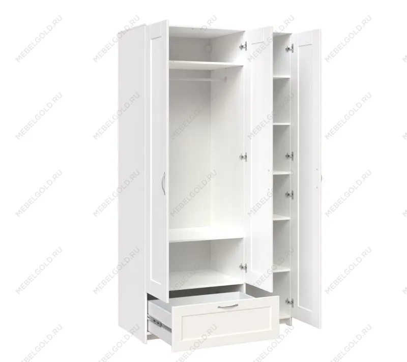 БРИМНЭС / СИРИУС Шкаф трёхдверный ИКЕА / IKEA белый с одним выдвижным ящиком и зеркалом | изображение 2