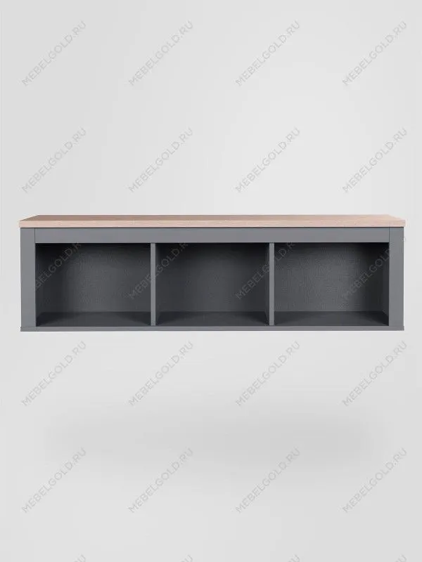 Полка навесная Сага, 3 секции, серая/ясень | изображение 2